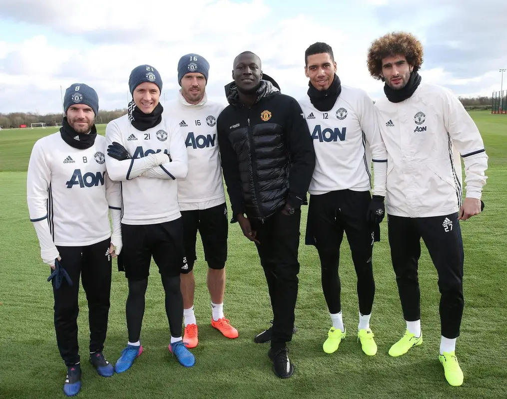 Stormzy outfit in Manchester United and Columbia Sportswear, 2017