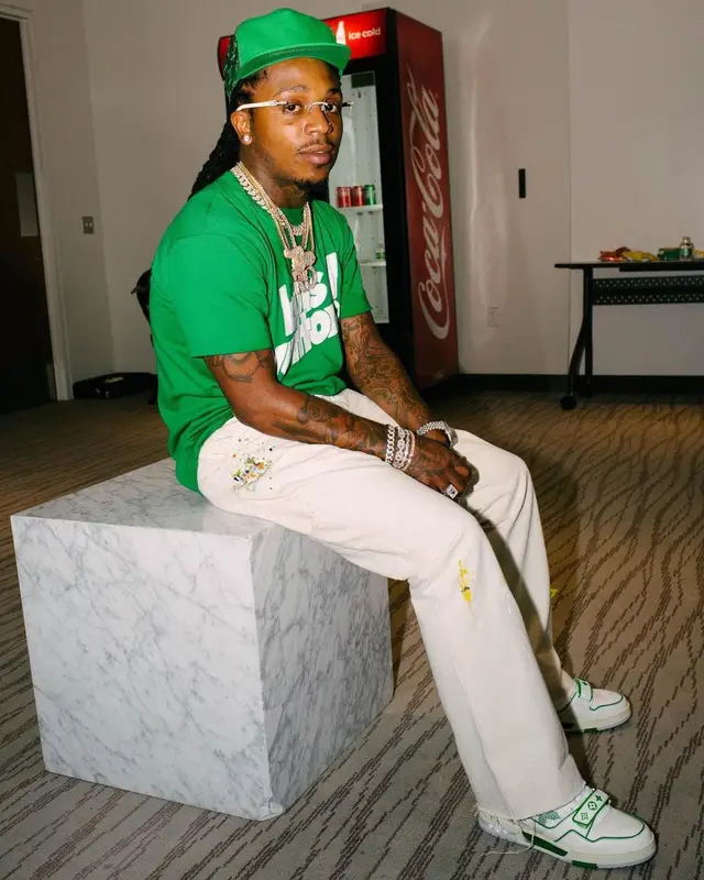 Jacquees outfit in Gallery Dept., Cartier, and Louis Vuitton, 2021