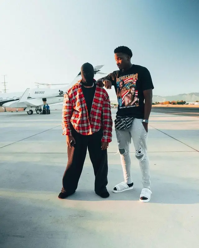 Kanye West outfit in Vetements and Balenciaga, 2021