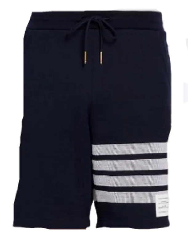 Thom Browne Navy Double Face Cotton Knit Shorts $750