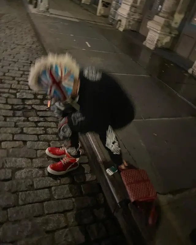 Sosmula outfit in Chrome Hearts, Rick Owens, and Goyard, 2021