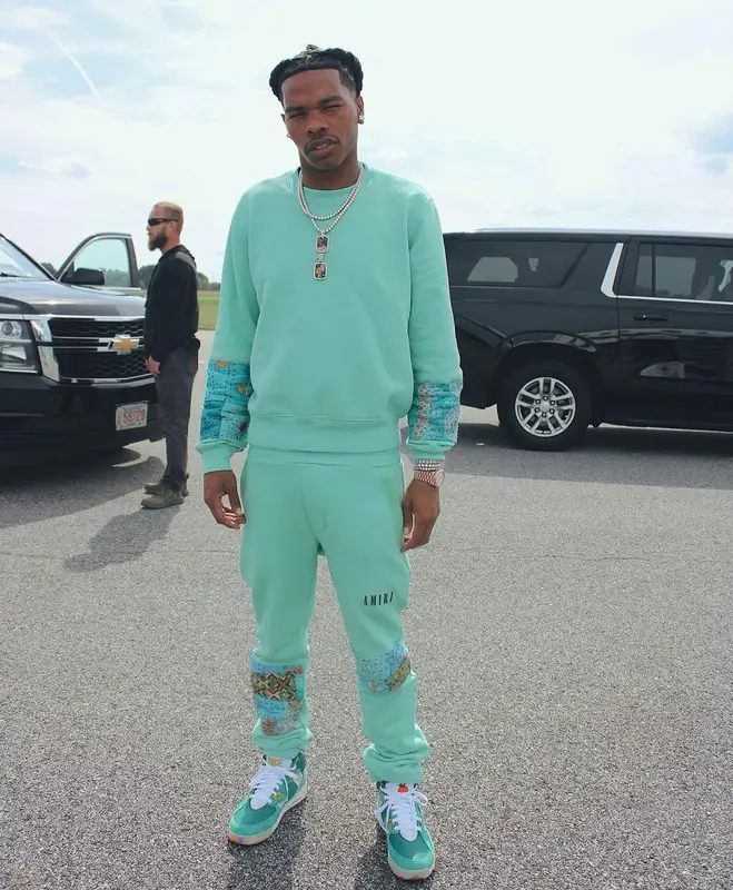 Lil Baby outfit in Amiri and Nike, 2021