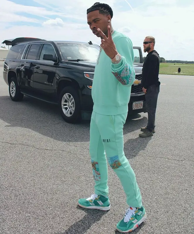 Lil Baby outfit in Amiri and Nike, 2021