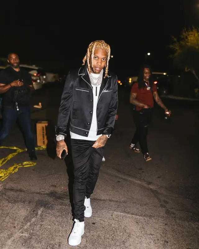 Lil Durk outfit in Amiri and Nike, 2021