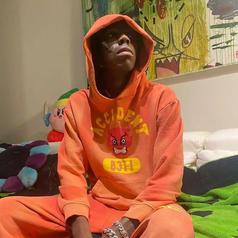 Yung Bans outfit in Happy Accidents  and Nike, 2021
