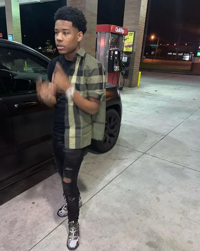 Nardo Wick outfit in Burberry and Amiri, 2021