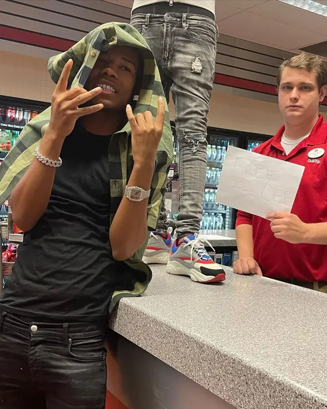 Nardo Wick outfit in Burberry and Amiri, 2021