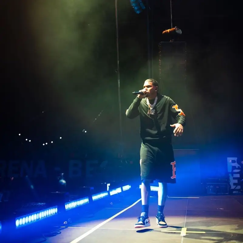 Myke Towers outfit in Burberry and Nike, 2021