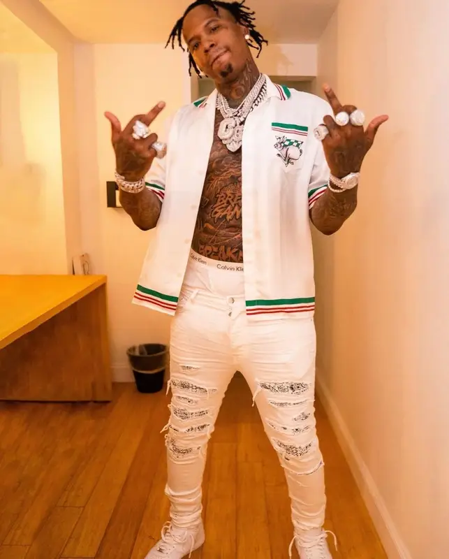 Moneybagg Yo outfit in Casablanca, Amiri, and Calvin Klein, 2021