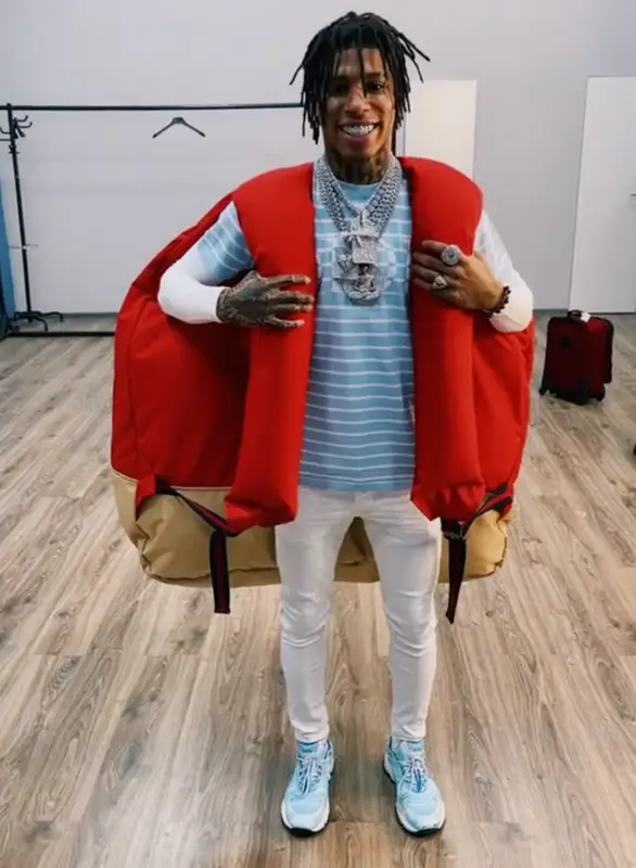 NLE Choppa outfit in Dior, Valabasas, and Fantomaz, 2021
