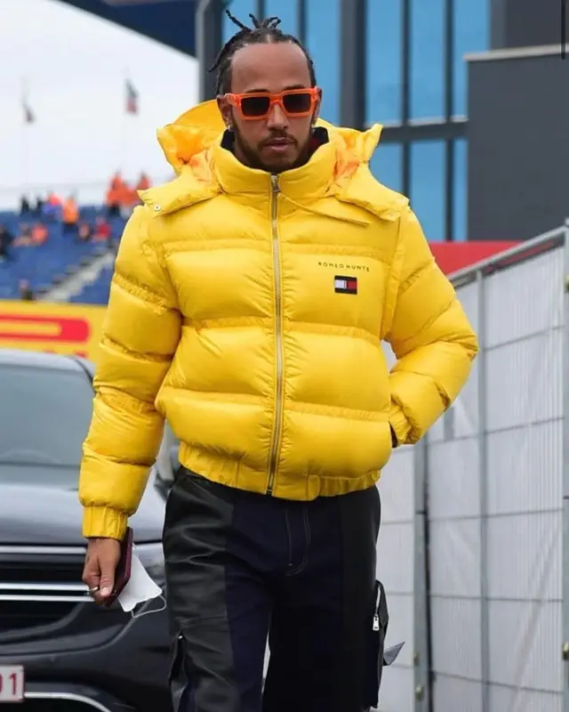 Lewis Hamilton outfit in Tommy Hilfiger, Bottega Veneta, and Romeo Hunte, 2021