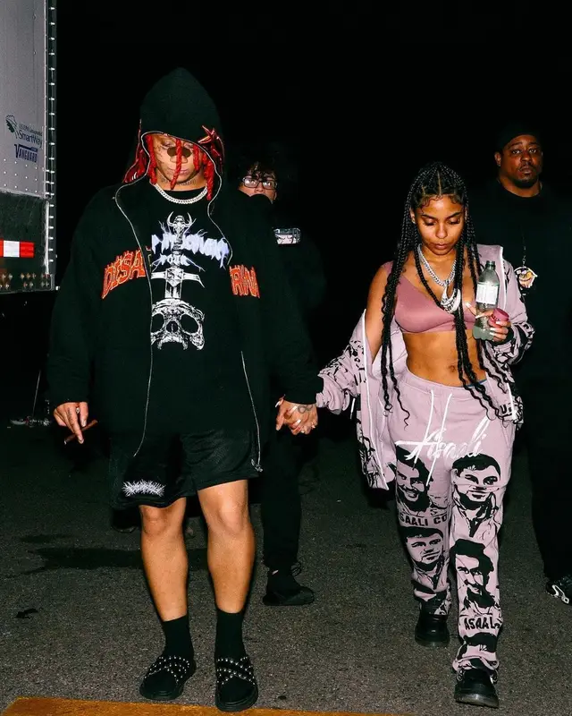 Trippie Redd outfit in Disastrwrld and Alexander McQueen, 2021