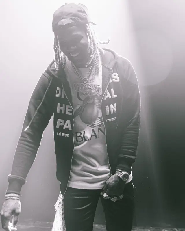Lil Durk outfit in Casablanca, Valabasas, and Rhude, 2021