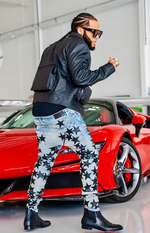 El Alfa El Jefe outfit in Amiri, Louis Vuitton, and Chemist, 2021