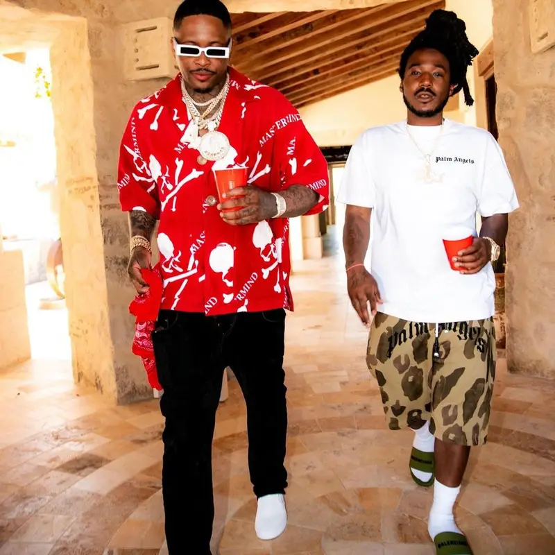 Mozzy outfit in Palm Angels, Nike, and Balenciaga, 2021