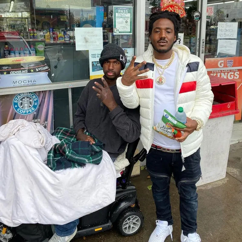 Mozzy outfit in Moncler, G-Star RAW, and Bally, 2021