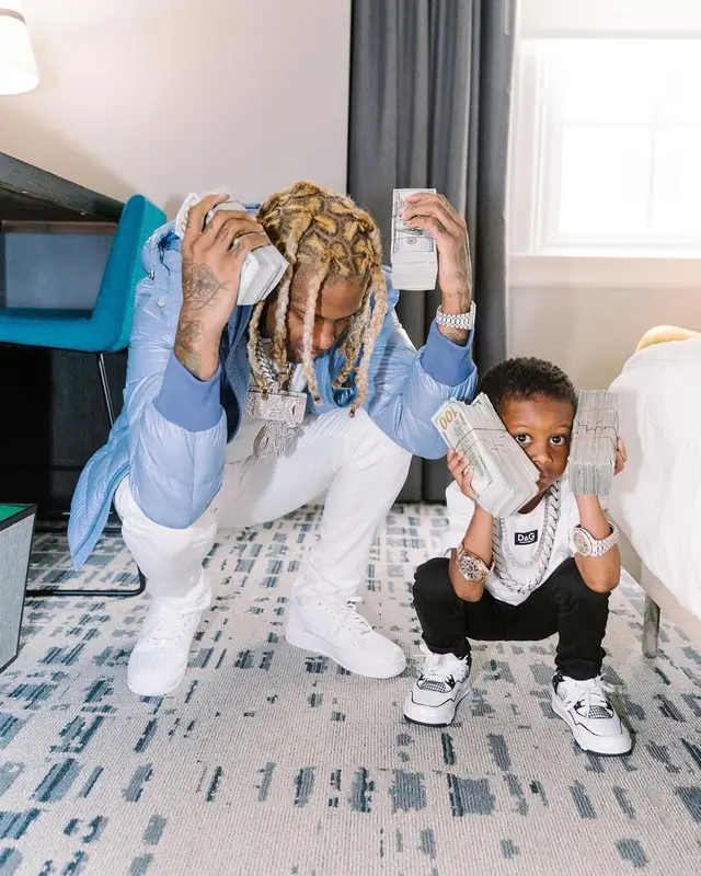 Lil Durk outfit in Moncler, Monfrere, and Nike, 2021