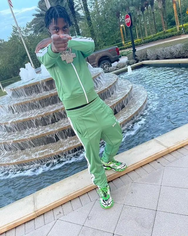 Lil Tjay outfit in Palm Angels, Balenciaga, and Richard Mille, 2021