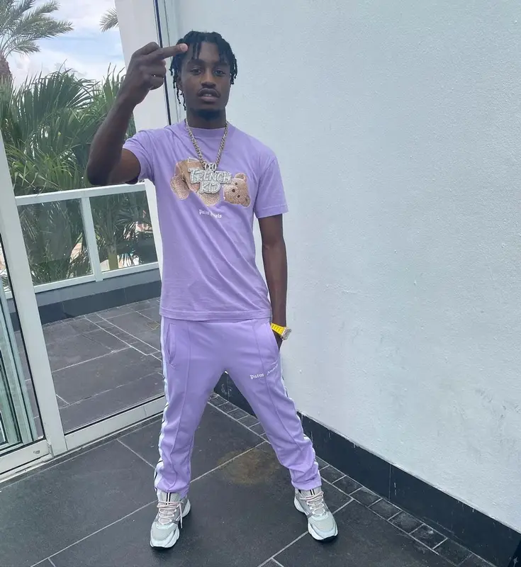 Lil Tjay outfit in Palm Angels, Dior, and Richard Mille, 2021