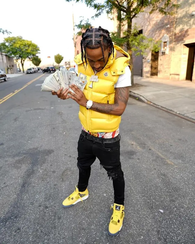 Ron Suno outfit in Moncler, Amiri, and Louis Vuitton, 2021