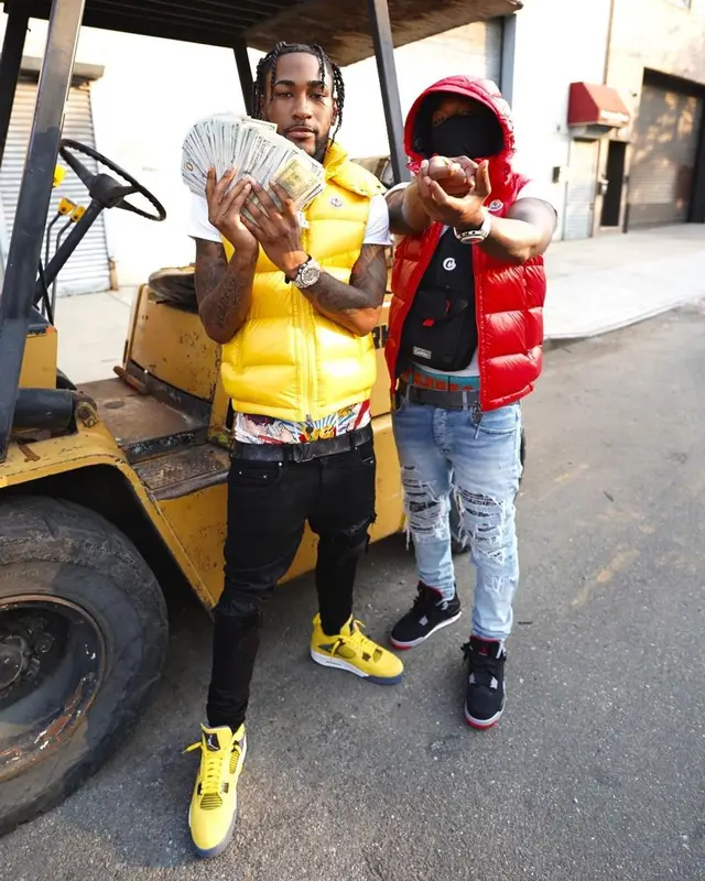 Ron Suno outfit in Moncler, Amiri, and Louis Vuitton, 2021