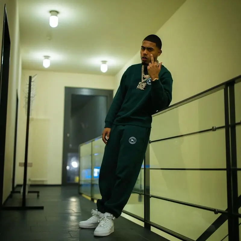 Myke Towers outfit in Burberry and Nike, 2021