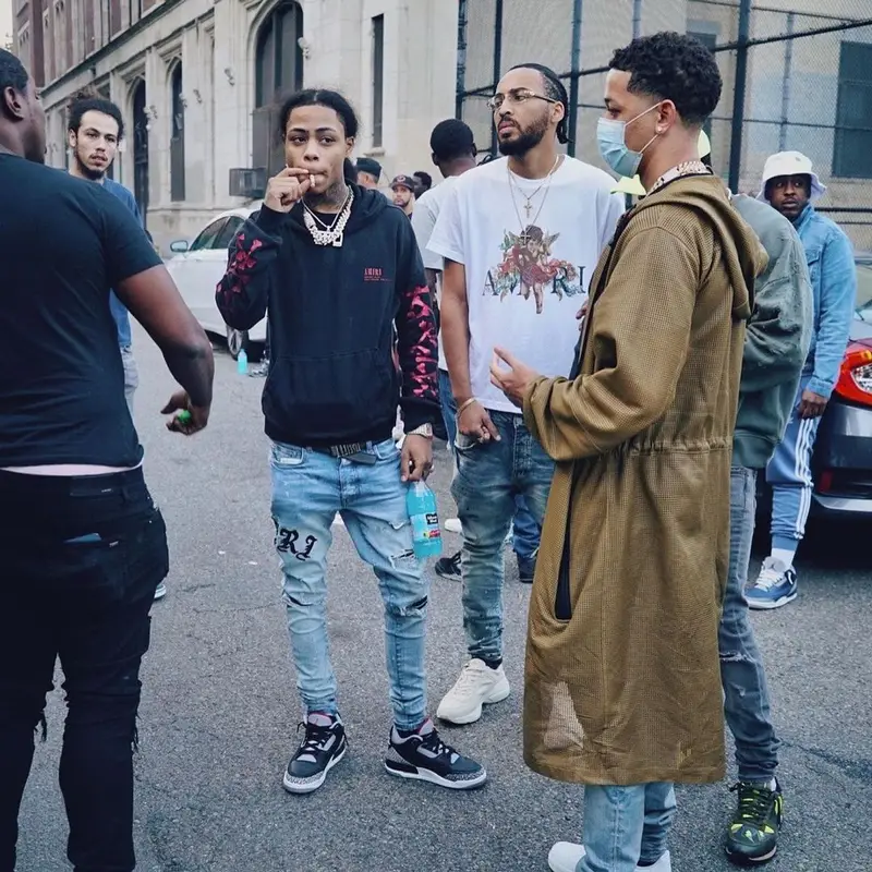 Lil Bibby outfit in Nike and Amiri, 2021