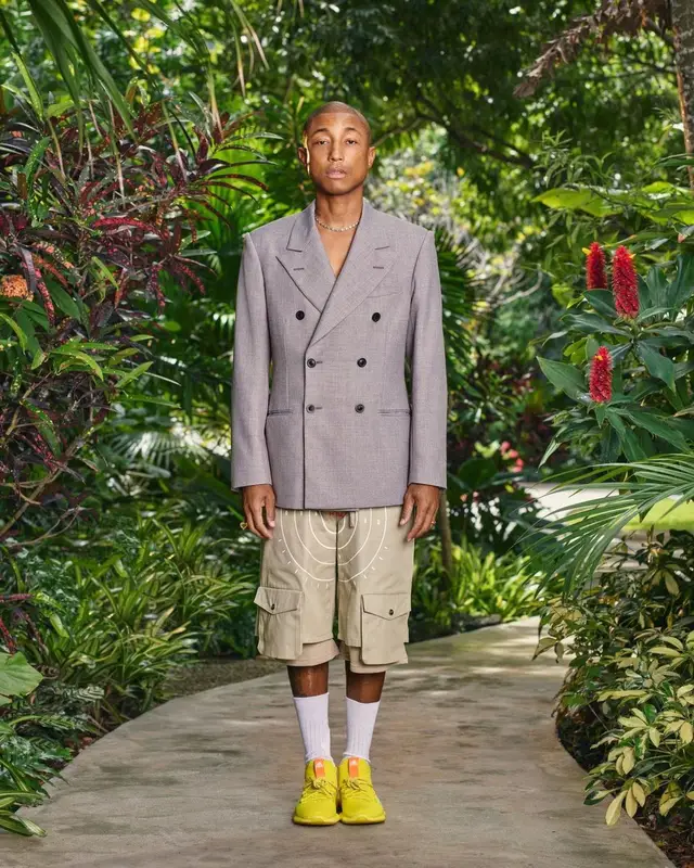 Pharrell Williams outfit in Maison Margiela, Hood by Air, and Bottega Veneta, 2021