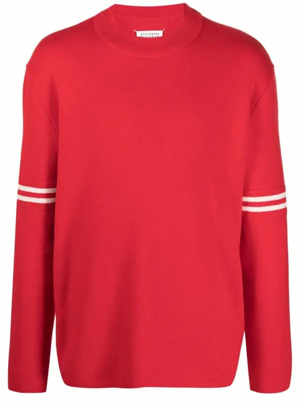 Maison Margiela Stripe-Detail Long-Sleeve Red Jumper $1140