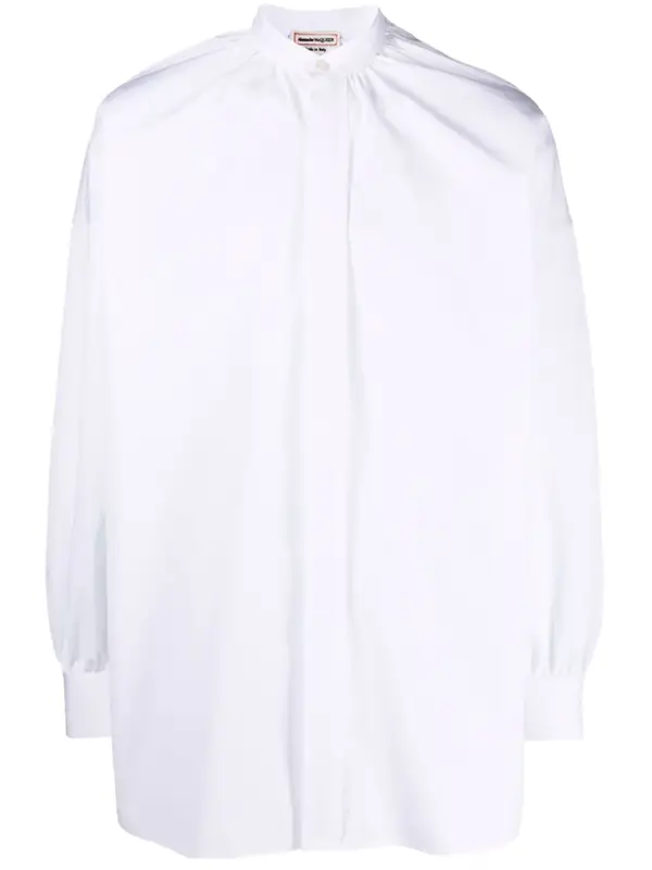 Alexander McQueen Gathered Sleeve Dropped Shoulder White Shirt $790