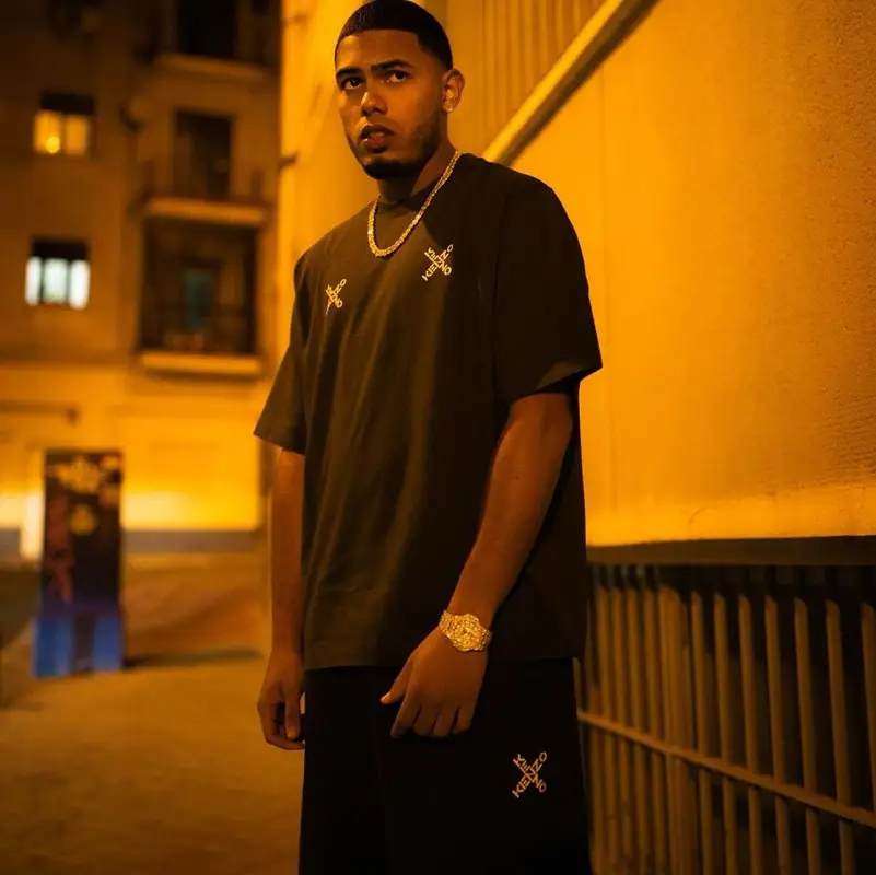 Myke Towers outfit in Kenzo and Nike, 2021