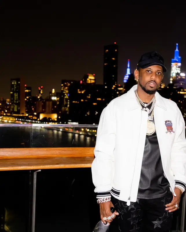 Fabolous outfit in Avirex, Chemist, and Amiri, 2021