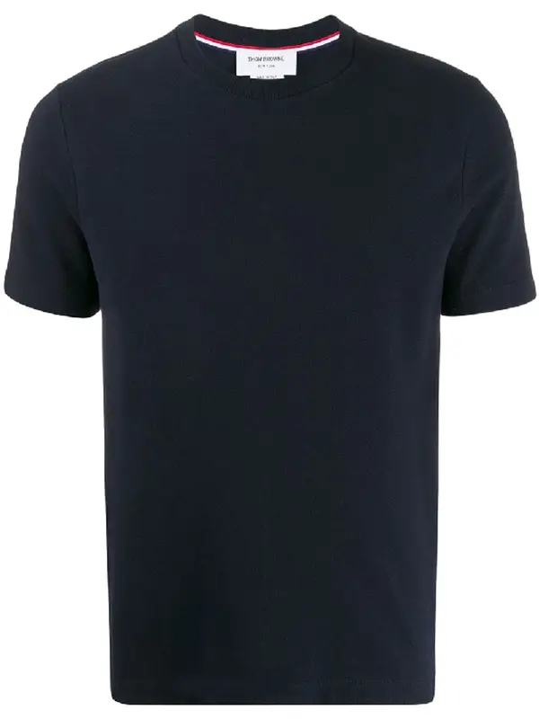 Thom Browne Navy Interlocking Stripe T-Shirt $420