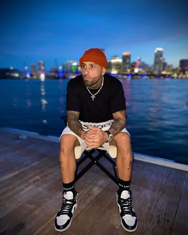 Nicky Jam outfit in Mr. Saturday and Balenciaga, 2021