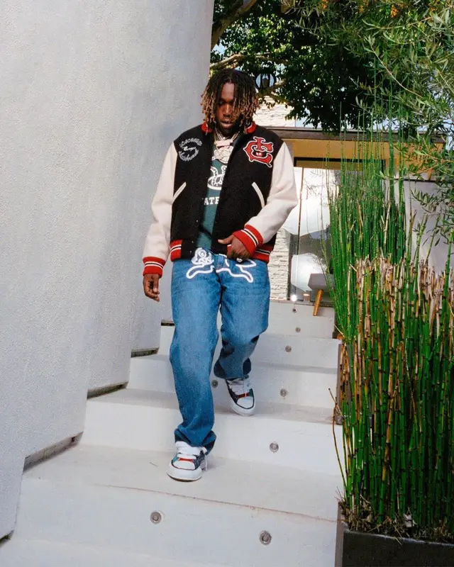 Don Toliver outfit in IceCream, Billionaire Boys Club, and Maison Mihara Yasuhiro, 2021