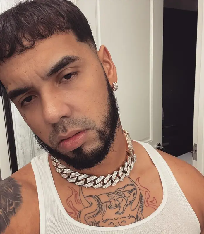 Anuel AA outfit in Marc Jacques Burton, 2021