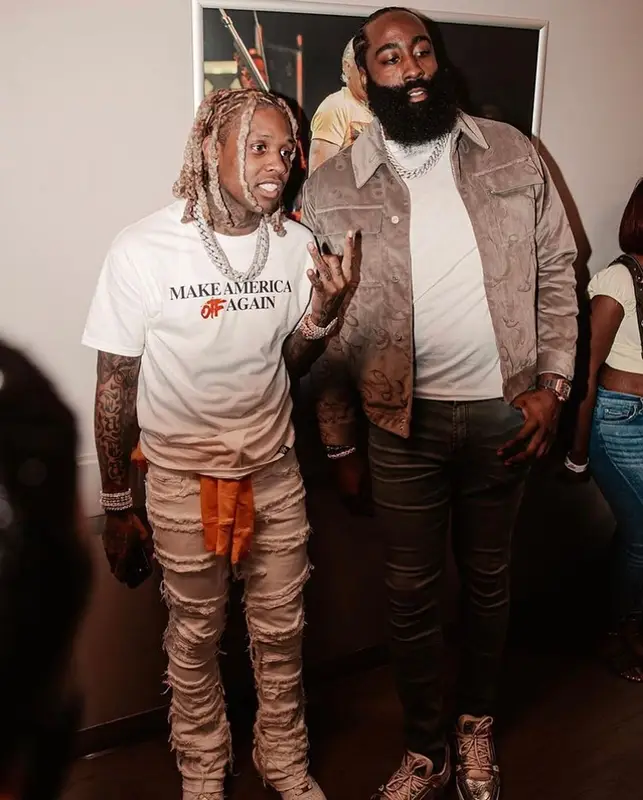 Lil Durk outfit in OTF, Valabasas, and Nike, 2021