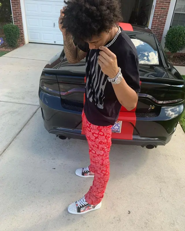Mikey outfit in Vlone, Valabasas, and Christian Louboutin, 2021