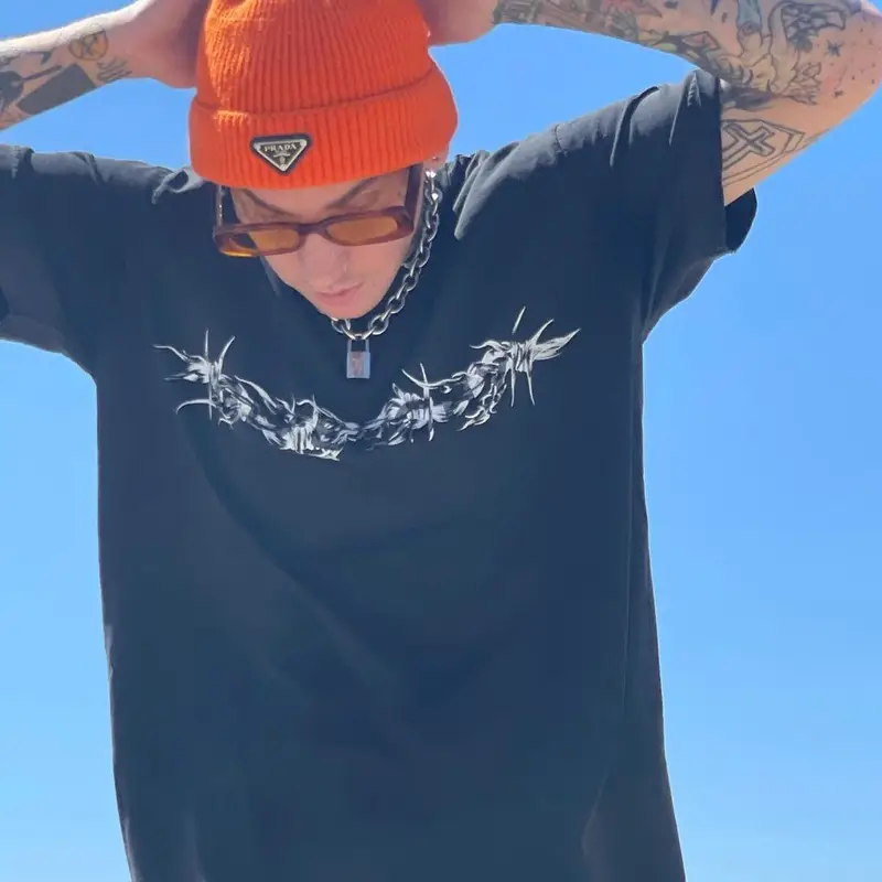 Blackbear outfit in Givenchy, Rick Owens, and Prada, 2021