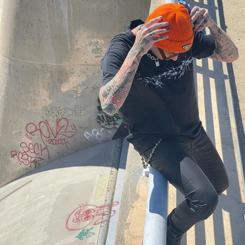 Blackbear outfit in Givenchy, Rick Owens, and Prada, 2021
