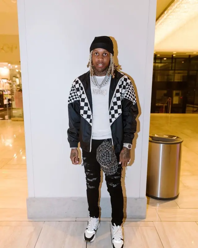 Lil Durk outfit in Celine, Amiri, and Louis Vuitton, 2021