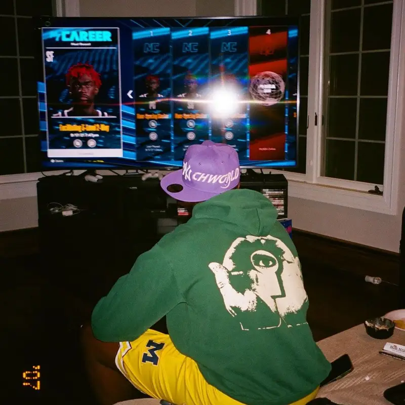 Sheck Wes outfit in Psychworld, 2021