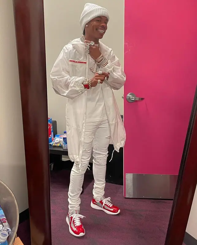 Lil Baby outfit in Amiri and Prada, 2021