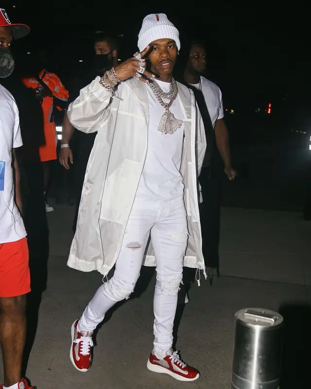 Lil Baby outfit in Amiri and Prada, 2021