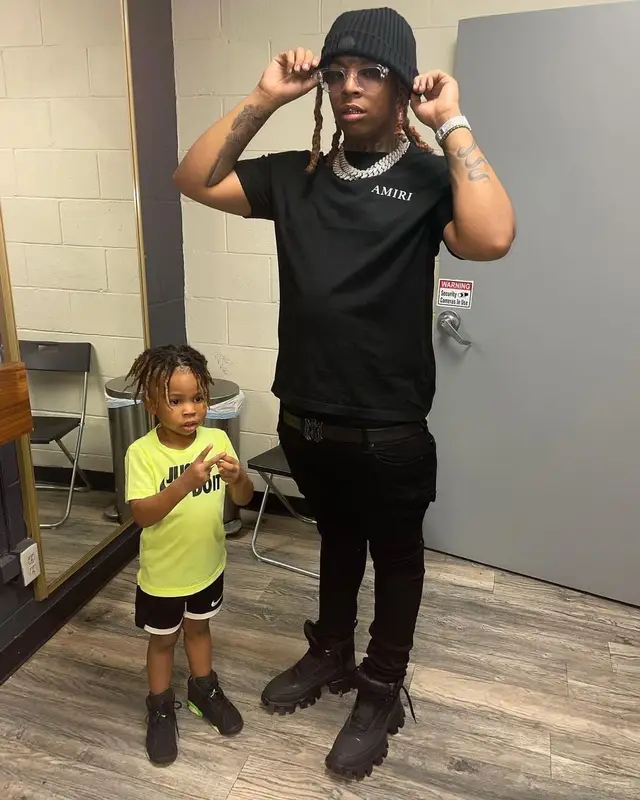 Lil Gotit outfit in Amiri, Dior, and Moncler, 2021