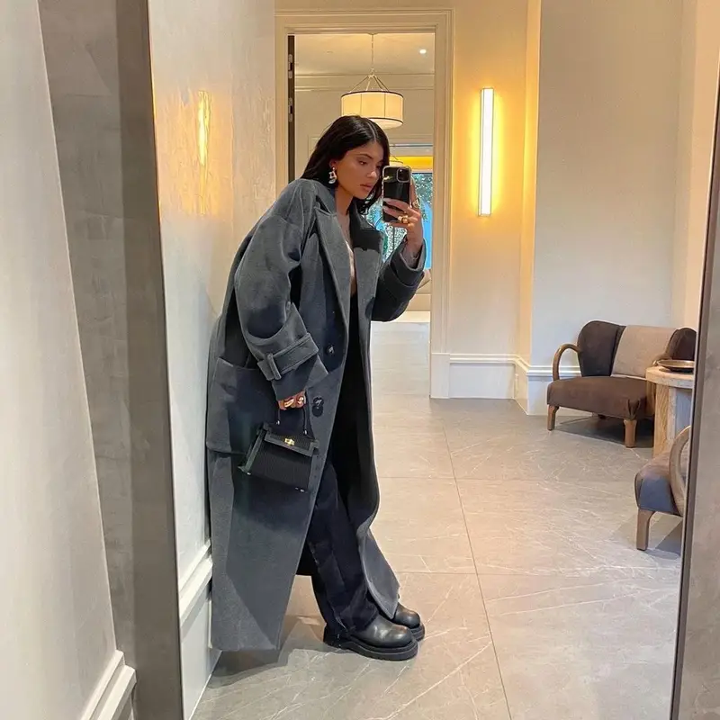 Kylie Jenner outfit in The Attico, Bottega Veneta, and Hermes, 2021