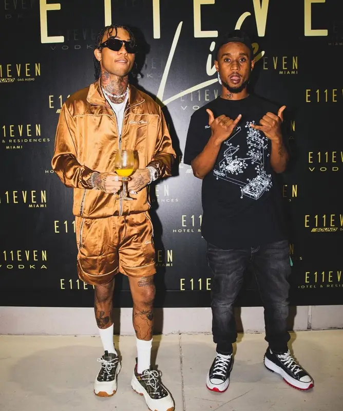 Swae Lee outfit in Keiser Clark, Burberry, and Chanel, 2021