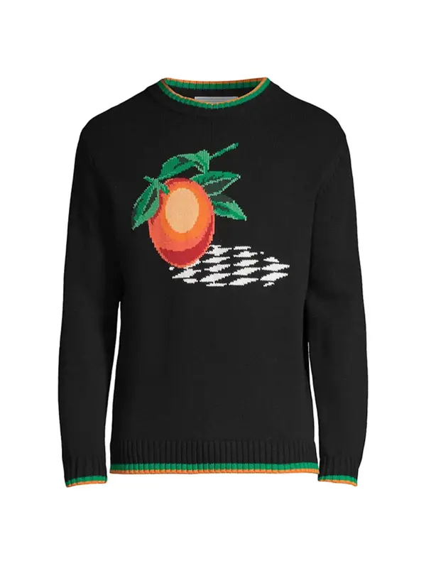 Casablanca Fruit-intarsia Trimmed Cotton Sweater $450