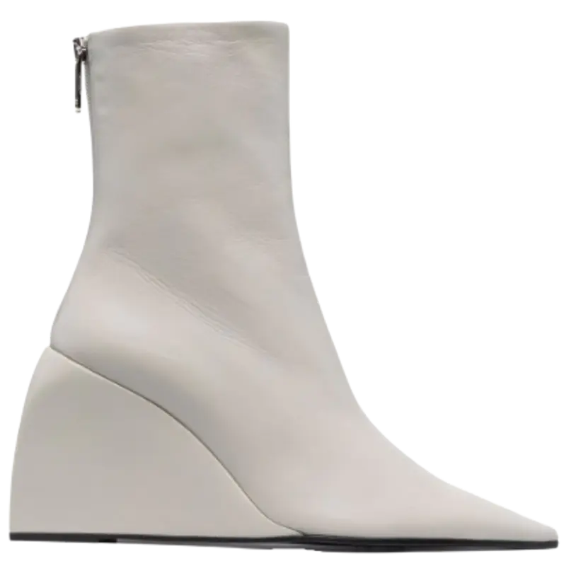 Off-White Doll Napa Wedge Zip Grey Boots $924
