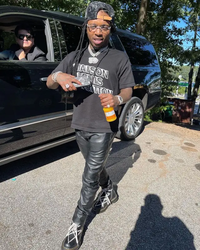 Jacquees outfit in Rick Owens, Dr. Martens, and Louis Vuitton, 2021